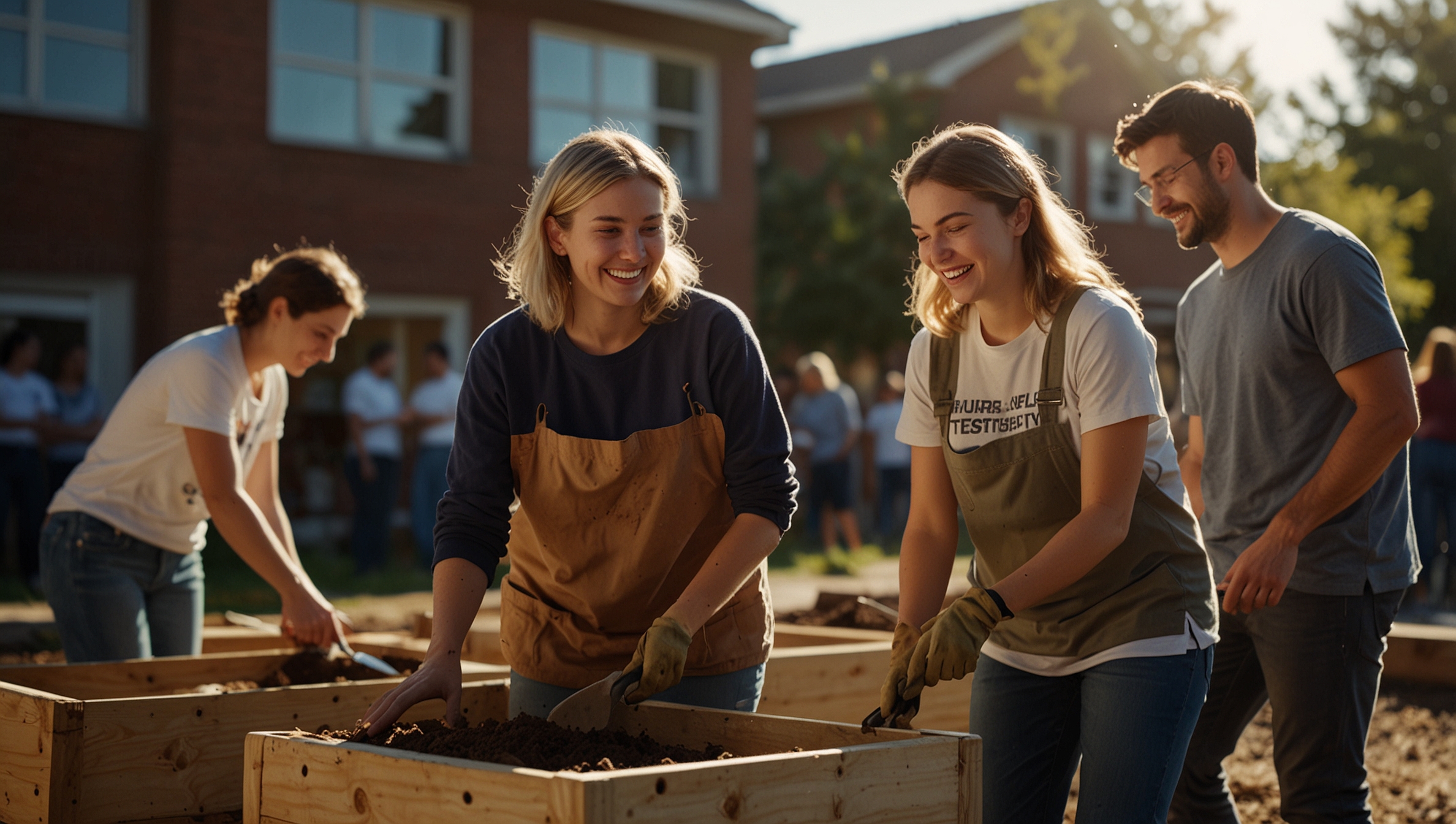 Volunteers working together